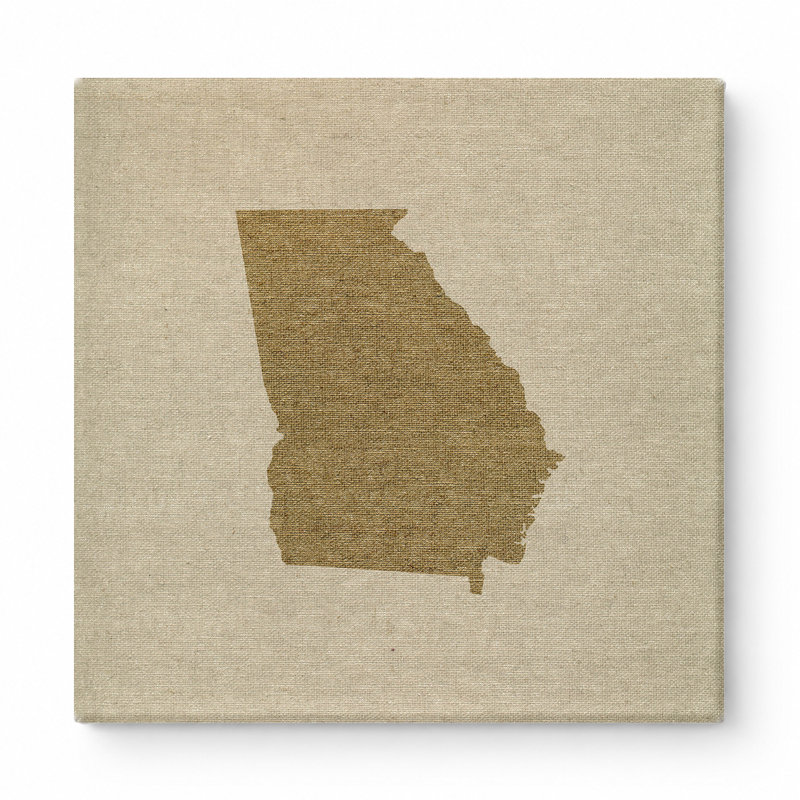 Georgia State Silhouette - art mural carré sur toile, 12" W x 12" H