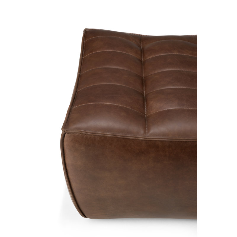 N701 Square Leather Ottoman, Chestnut