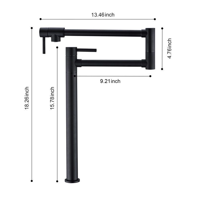 Pot Filler Faucet - Matte Black, Brass Material, 360 Rotation & Fold Function, Double Handles For Precise Water Supply, Corrosion And Oxidation Resistance Surface Treatment Black Appearance, Brass,