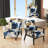 Abstract Pattern With Blue & Golden Textures II - Upholstered Wide Slipper Chair