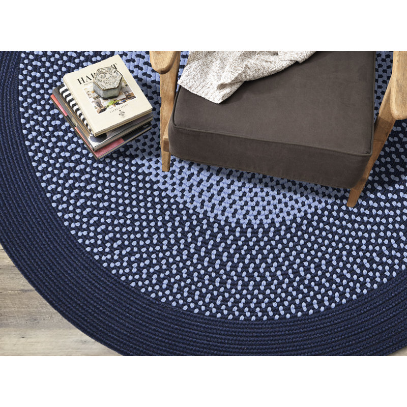 Tapis bleu marine / bleu intérieur / extérieur Herewardus, Rond 10 pi