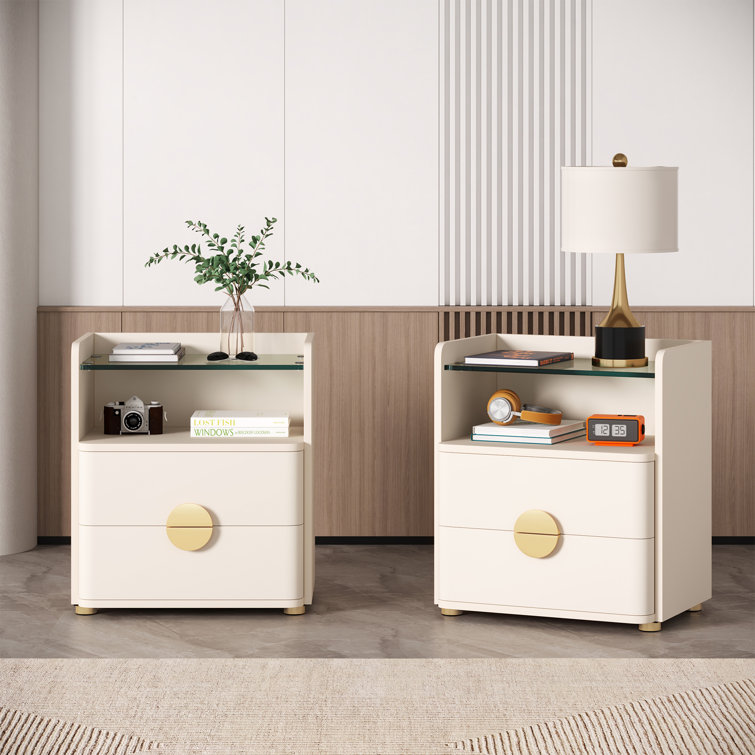 2 - Drawer Nightstand in Beige