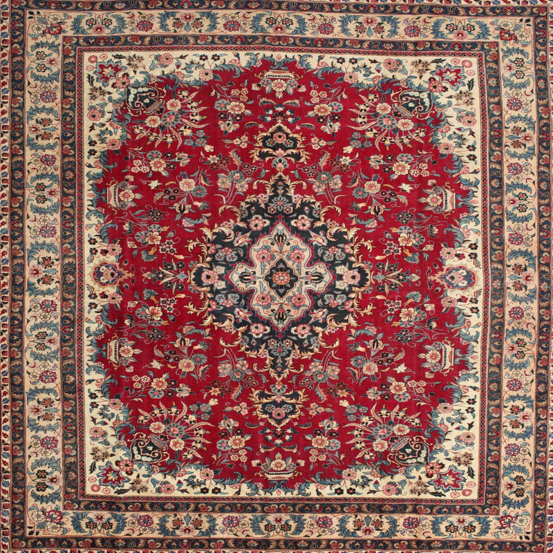 Tapis décoratif rouge cendré oriental, Rond 5 pi