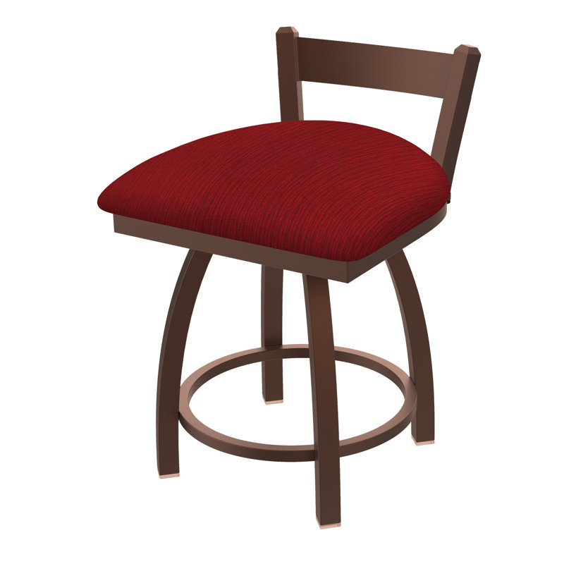 Tabouret de coiffeuse en métal Catalina, Tissu-graphique rubis, Bronze