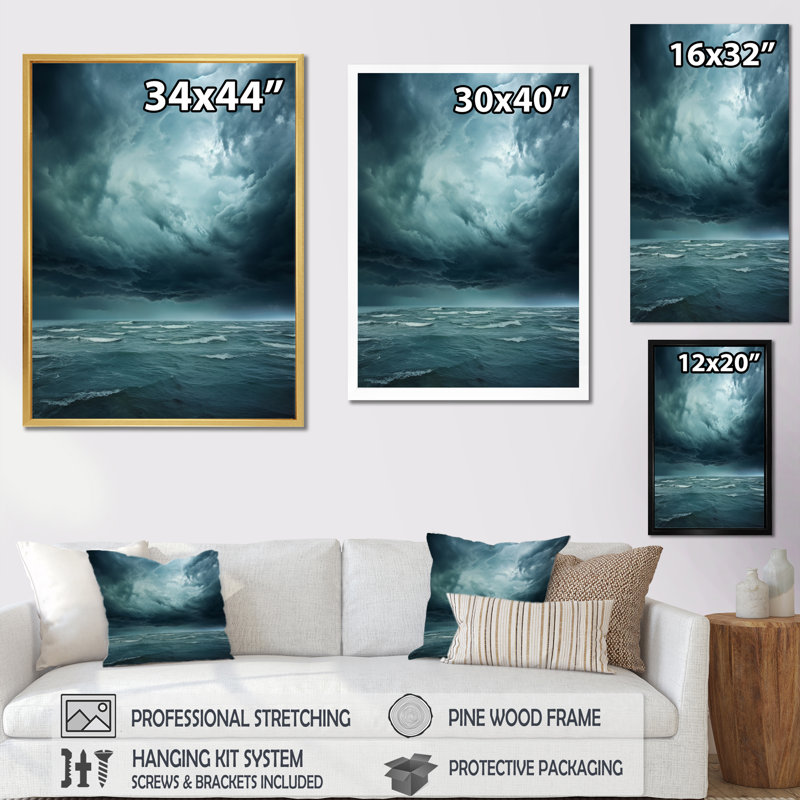Adolf Ocean Storm Harmony I, reproduction d'art sur toile, H 32 po x l 16 po x P 1 po, Cadre photo argenté