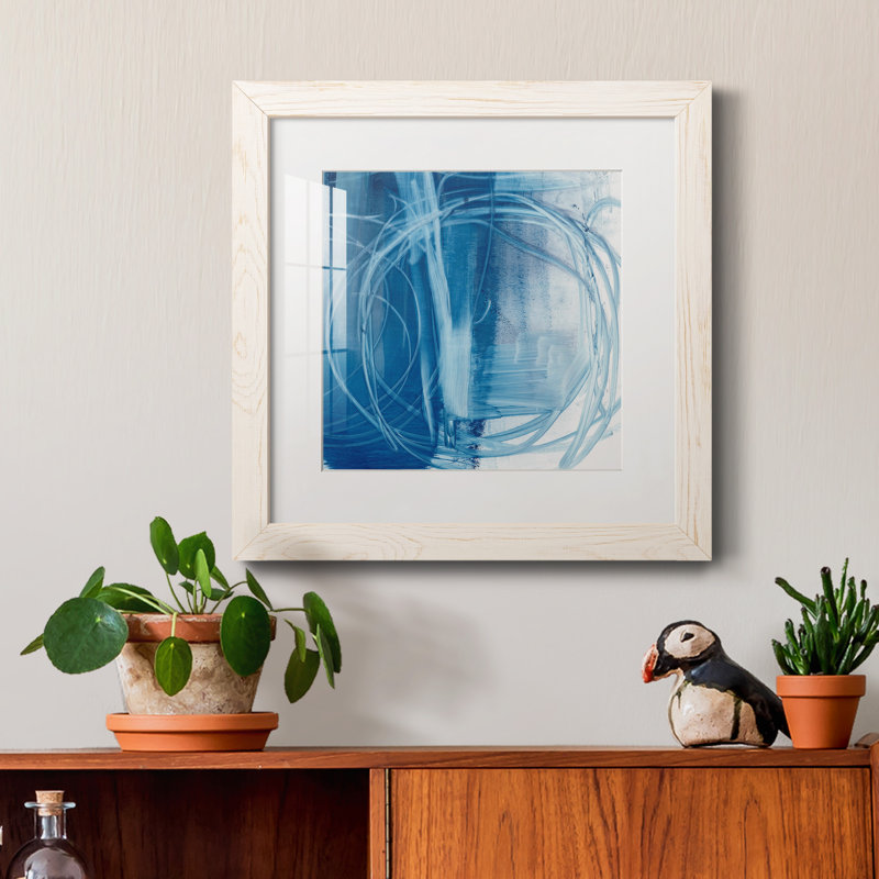 Indigo Expression III - reproduction encadrée de qualité supérieure - prête à être accrochée, Papier avec cadre blanc, Blanc