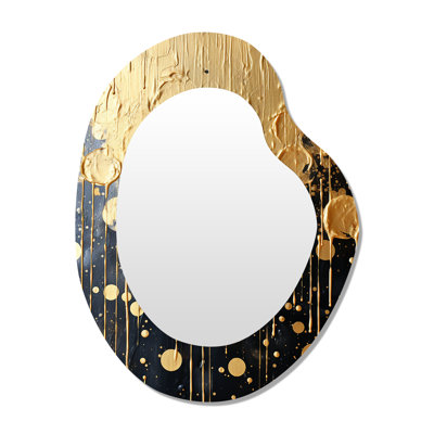Gold and black elegant explosions - Fireworks Asymmetrical Mirror, Yellow Unique Shape Decorative Wall Mirror, Printed Metal Art