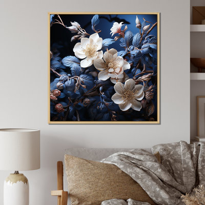 «Hortensia beige et bleu», impression sur toile