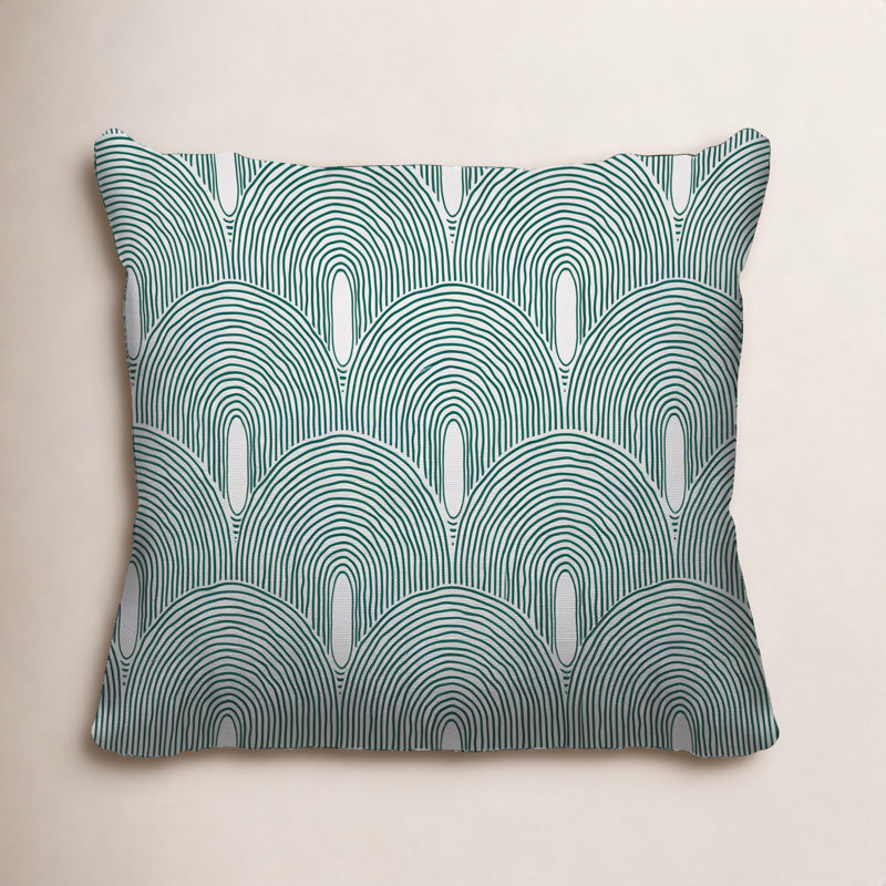 Coussin intérieur / extérieur Limpo Minimalist Mid-Century, 17 po x 17 po, Émeraude, Carré