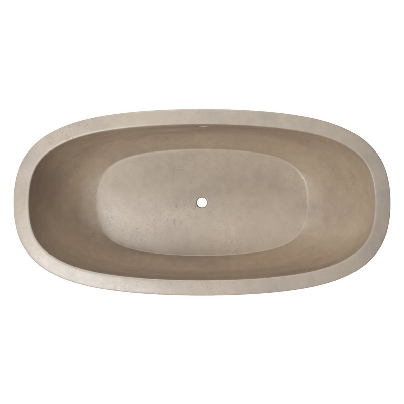 Avalon NativeStone Freestanding Soaking Cement Bathtub, Sand, 23" H x 36" W x 72" L