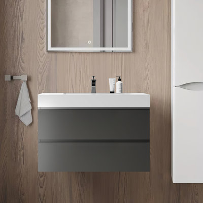 Meuble-lavabo mural simple 35,8 po avec plateau en résine