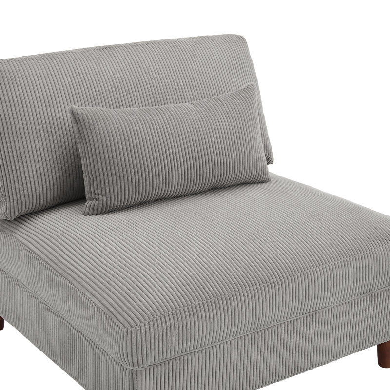 Mordecai 95Cm Wide Corner Wedge, Light Grey Corduroy
