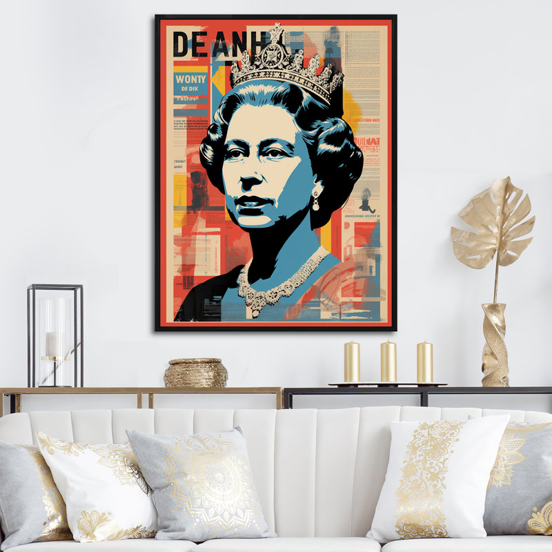 «Royal Remix Queen Elizabeth Popart I», art mural magazines, Toile tendue, H 32 po x l 24 po x P 1 po
