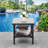 Lavara Outdoor Wicker Side Table Patio Coffee Table Glass Top 2-layer End Square Table-2016695964