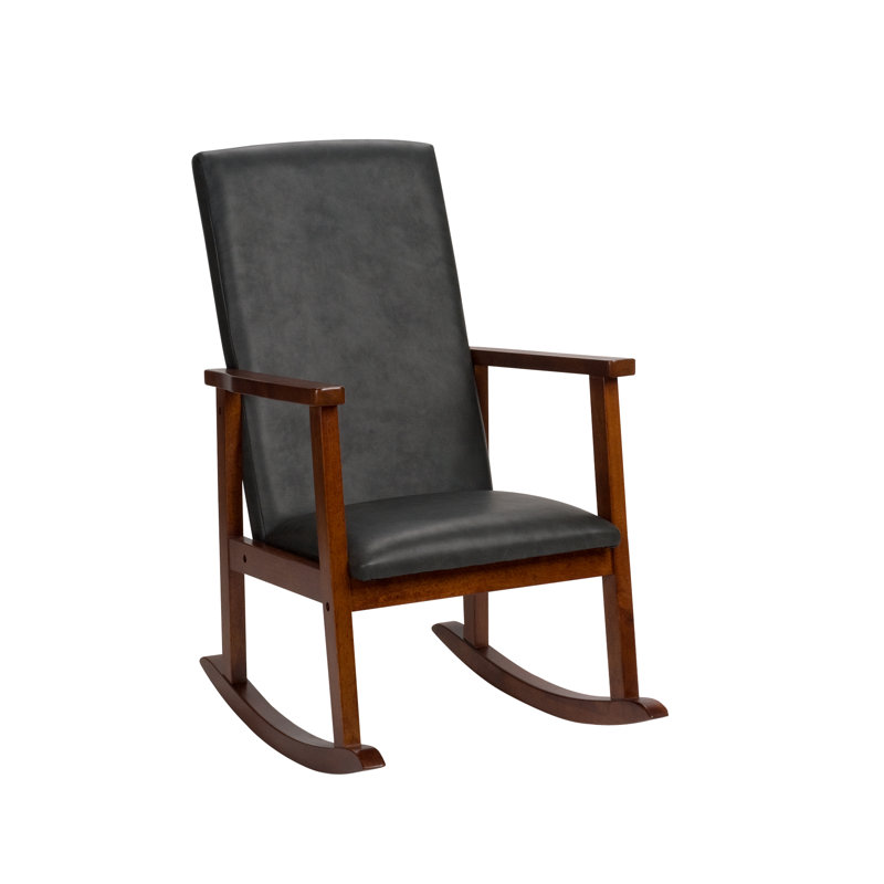 Bartsch Kids 12'' Rocking Chair and Ottoman, Cherry, Dark Grey