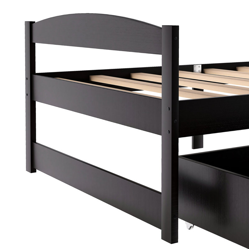 Lit simple avec deux tiroirs - Optimisez l'espace de votre chambre à coucher dans l'espace de rangement du salon, Espresso