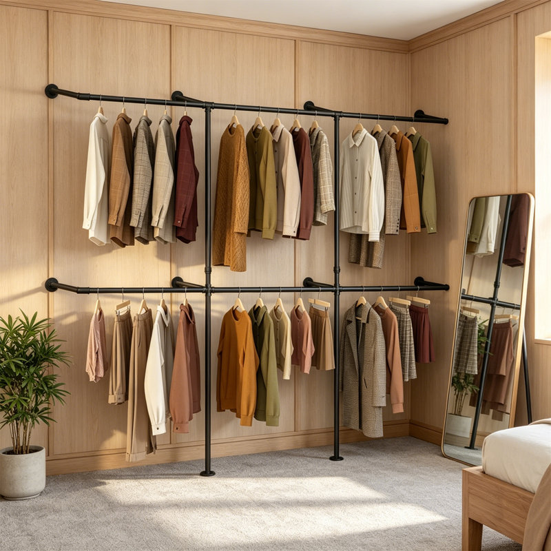 Adjustable Wall Mounted Clothes Rack