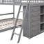 Lit superposé en bois avec 6 tiroirs et tablettes flexibles, lit inférieur avec roulettes-107263402