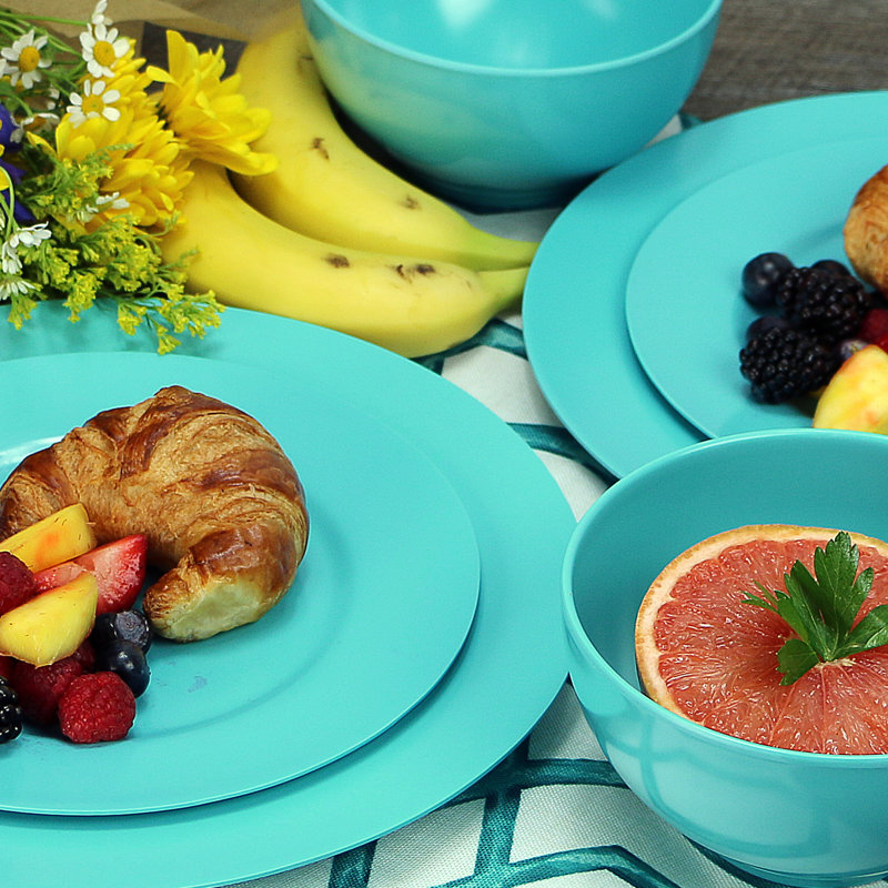 Melamine Dinnerware Set, Teal