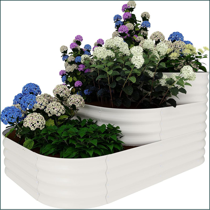 Metal Raised Garden Bed, Beige