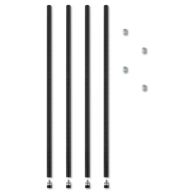 Alera 36" Black Stackable Wire Shelving Posts with Levelers