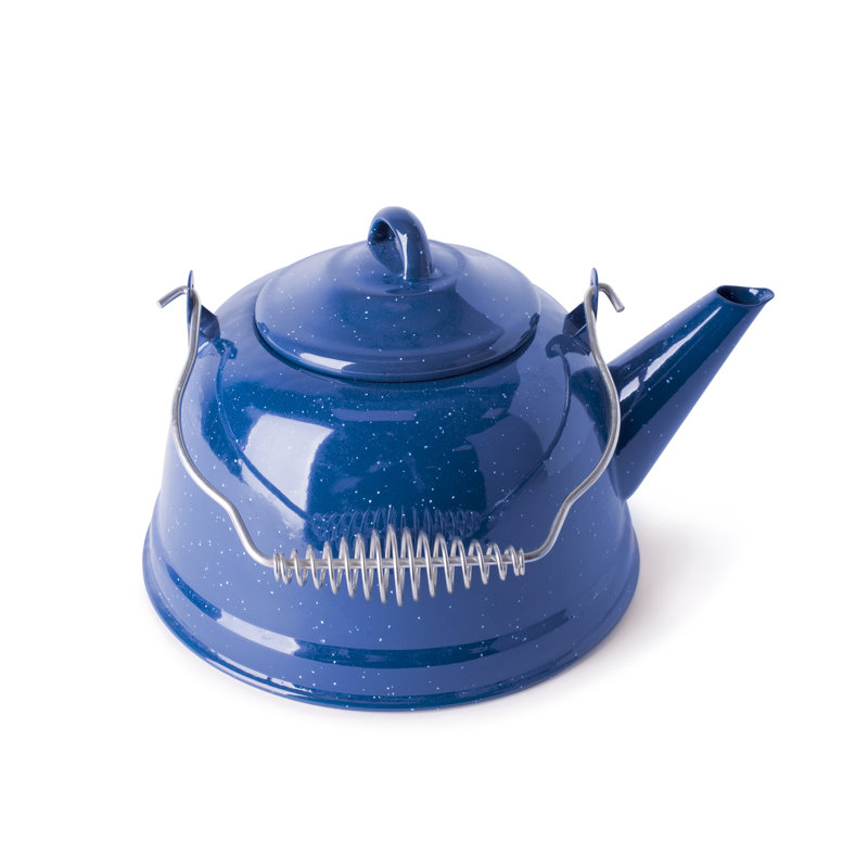 Blue Enamel 3-Quart Tea Kettle with Metal Handle