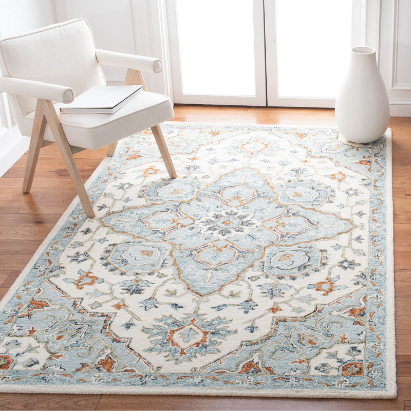 Tapis oriental en laine / coton / latex touffeté à la main Pearisburg, Rectangle 9 pi x 12 pi
