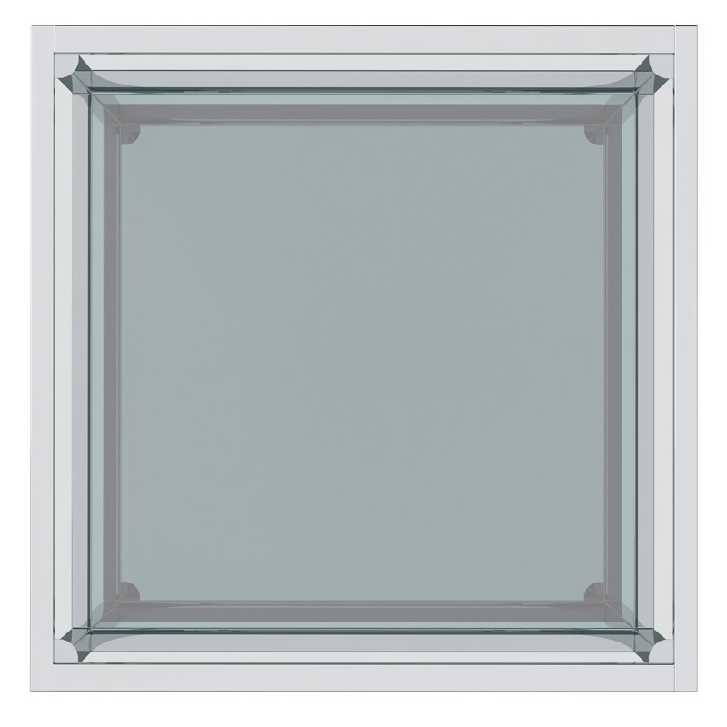 Grande table basse carrée Charles en argent, H 17 po x L 20 po x l 20 po 