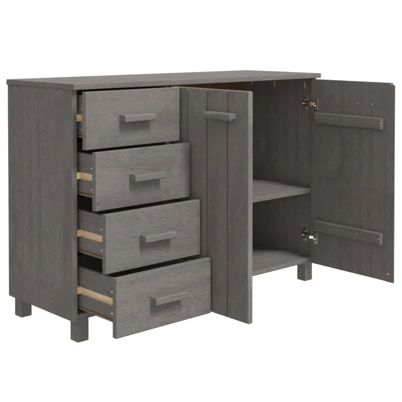 Hardev 113cm Solid Wood Sideboard, Light Grey