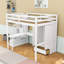 Lit mezzanine double 1 tiroir avec bureau en L, garde-robe, escalier de rangement et station de charge-496999264
