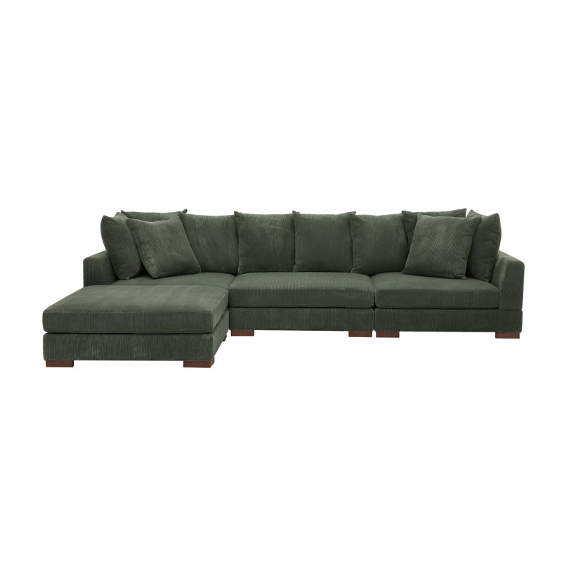 Canapé modulaire rembourré 4 pièces Aubriel, Hunter Green Corduroy