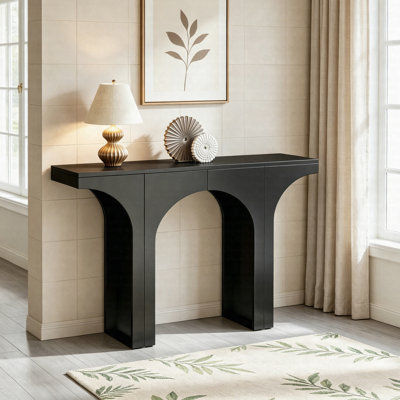 Console de 47 po en bois, table de canapé d'entrée minimaliste avec base arquée, table d'appoint de couloir moderne