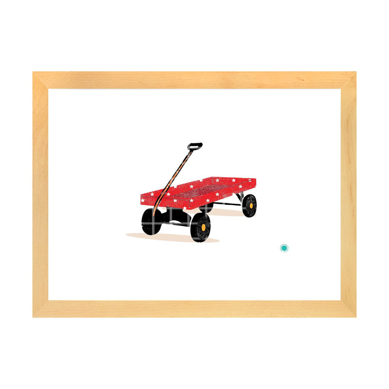 Wagon - Imprimé, Papier avec cadre beige, Blanc, H 24 po x l 32 po x P 1 po