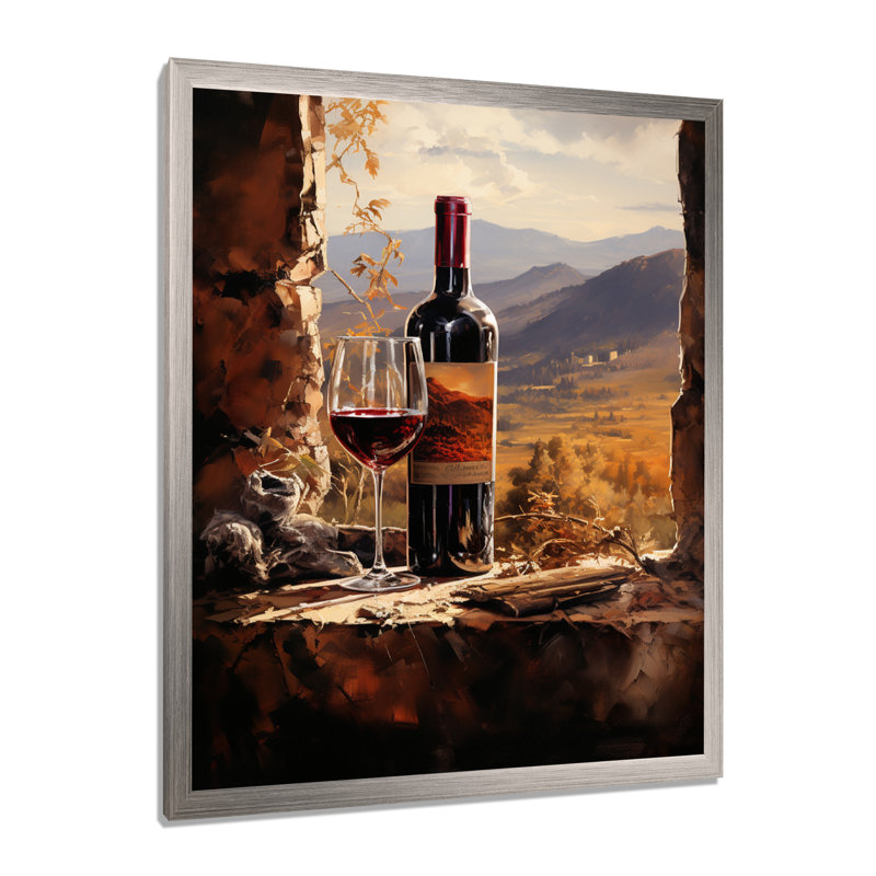 Rioja Reson - Vin, art mural, Cadre simple argenté, H 32 po x l 24 po x P 1 po