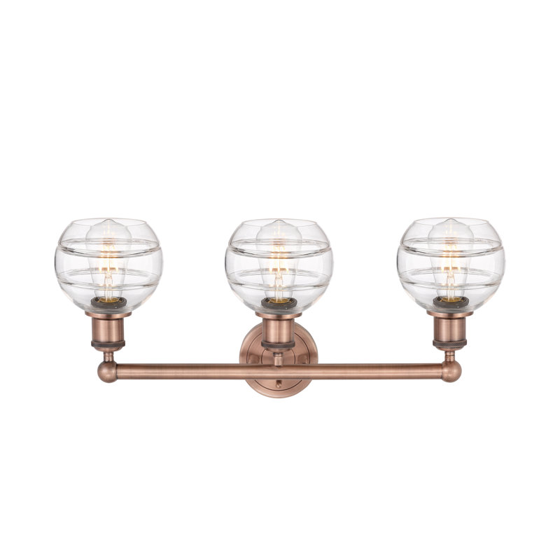 Éclairage pour meuble-lavabo 3 lumières Natick, Transparent, Laiton antique