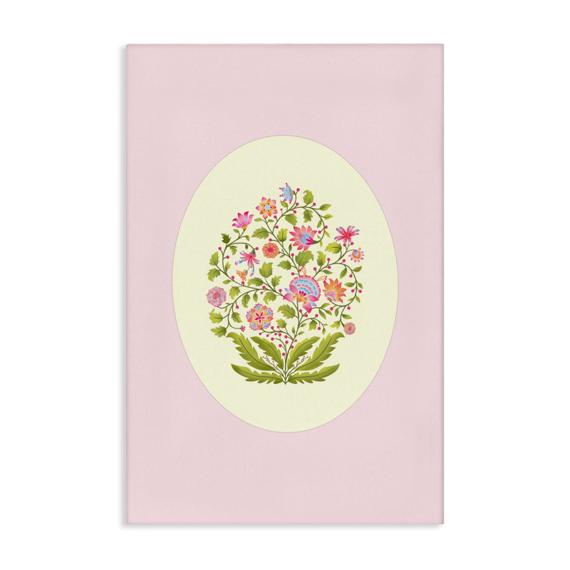Ensemble de fleurs rondes sur toile rose, design par Pooja Dave, H 45 po x l 30 po