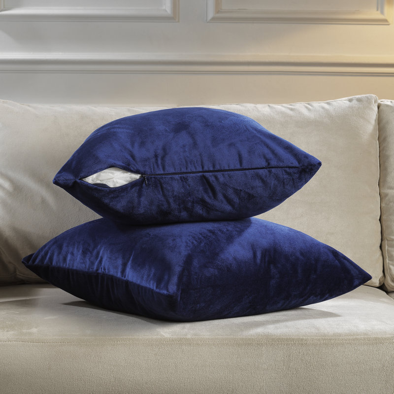 Matte Velvet Pillow Cover, 22" x 22", 46 Midnight Blue
