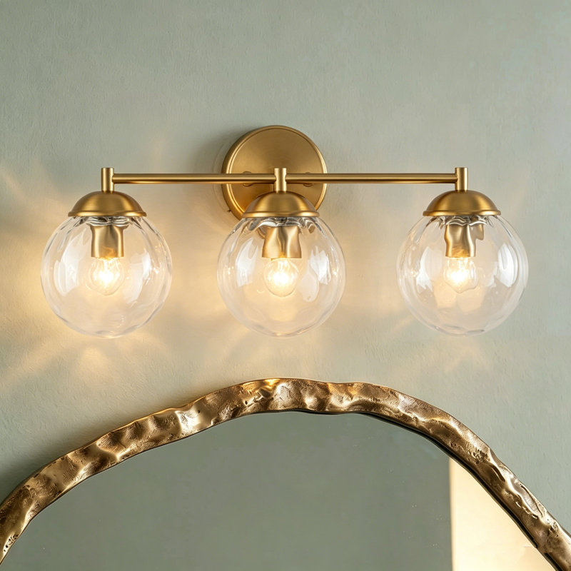 3 - Light Glass Globe Vanity Wall Light