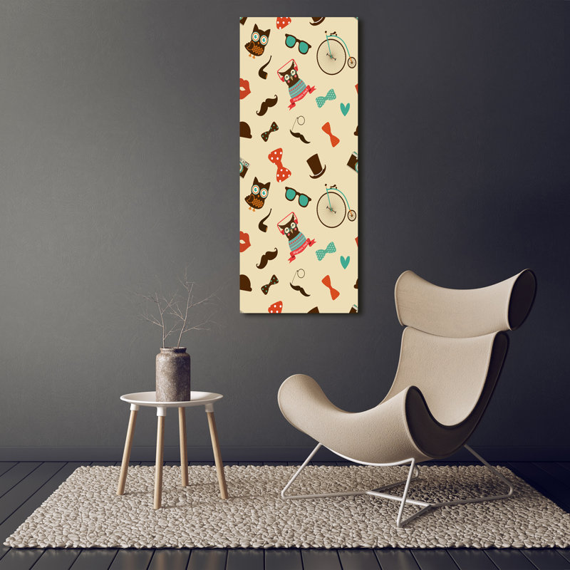 Owl Bike Glasses - Wrapped Canvas Print
