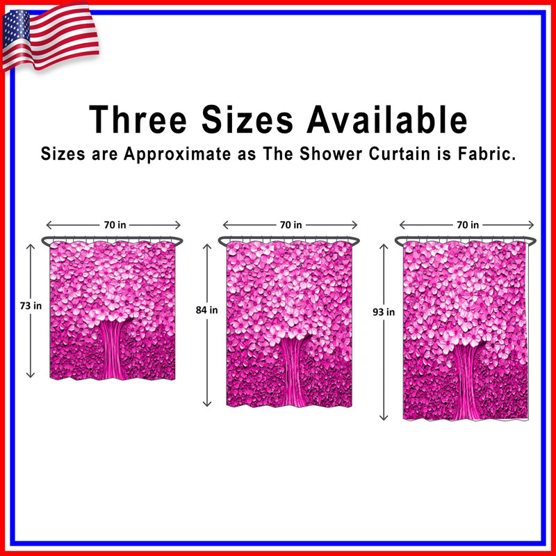Rideaux de douche à motif floral rose très long, L 70 po x H 84 po