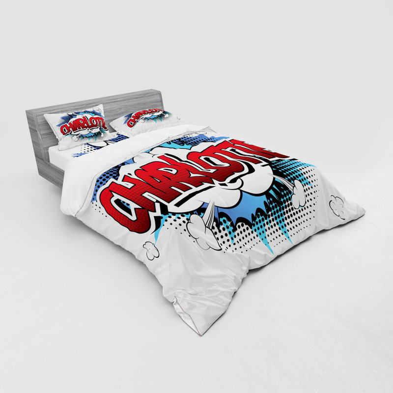 Ensemble de housse de couette en microfibre rouge / bleu, Housse de couette grand + 3 pièces supplémentair