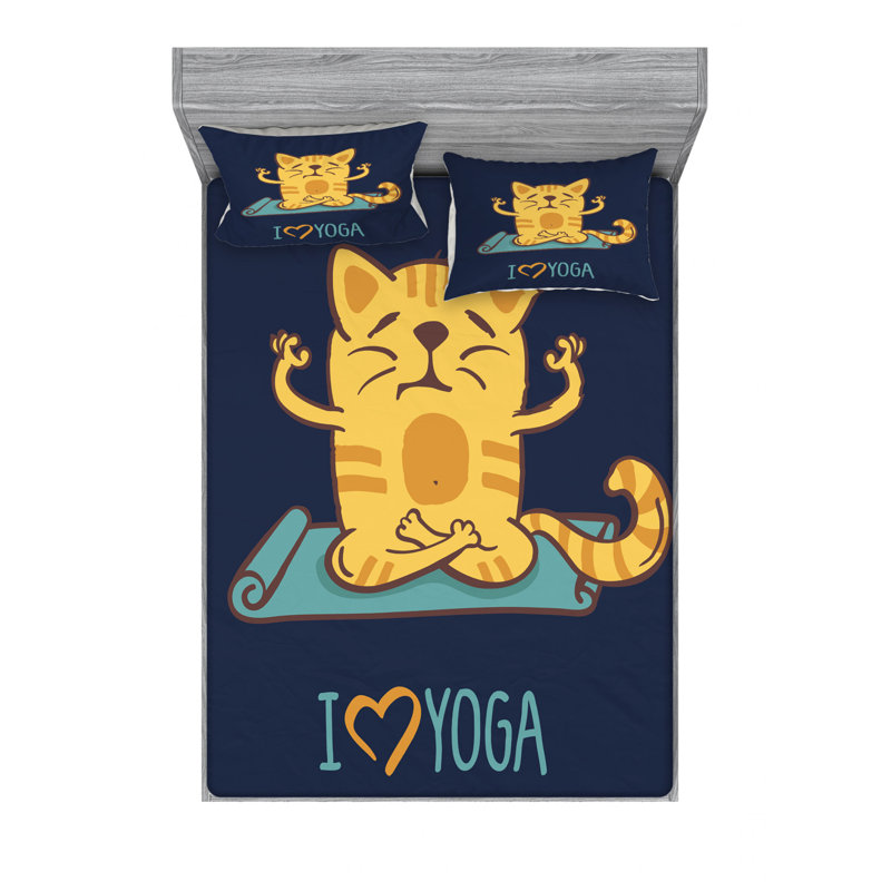 Ensemble de draps i love yoga, Ensemble de drap pour grand lit avec drap-housse
