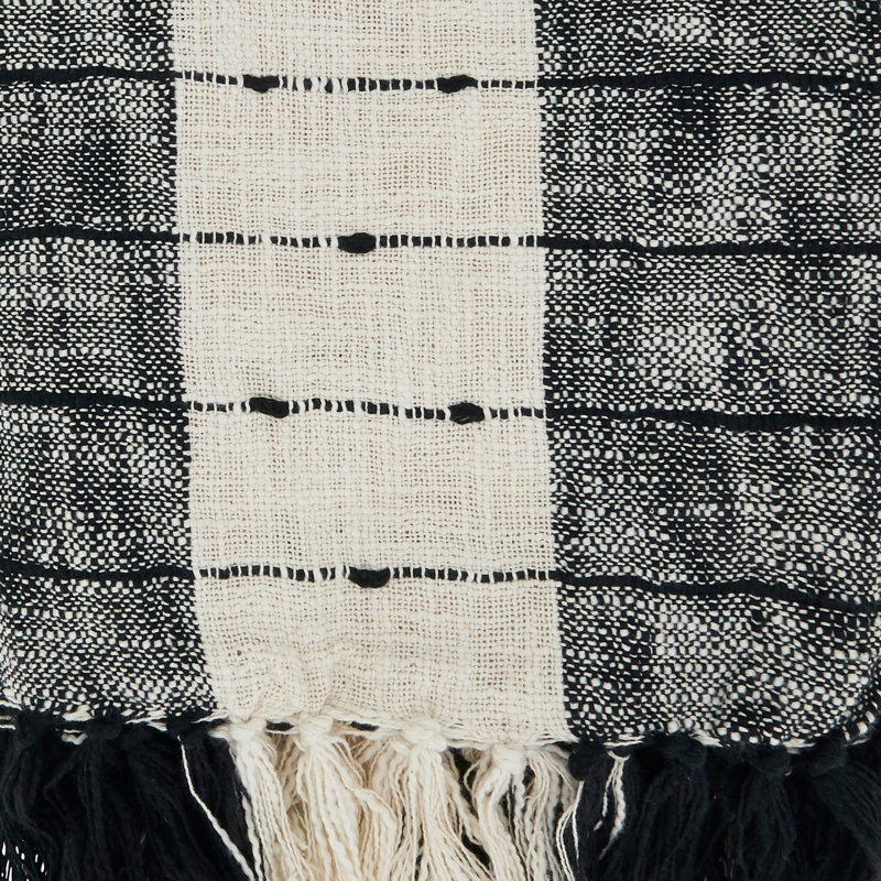 Sevan Collection Hand Woven Throw Blanket, Black/White
