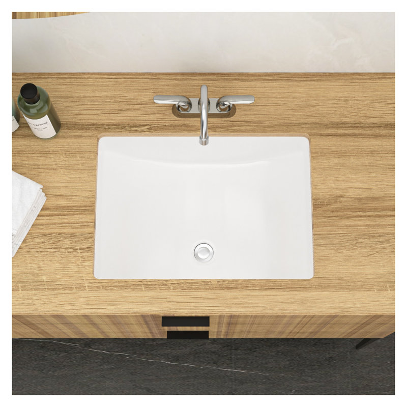 Lavabo de salle de bain rectangulaire encastré en céramique blanche 21,5 "x 15" avec trop-plein
