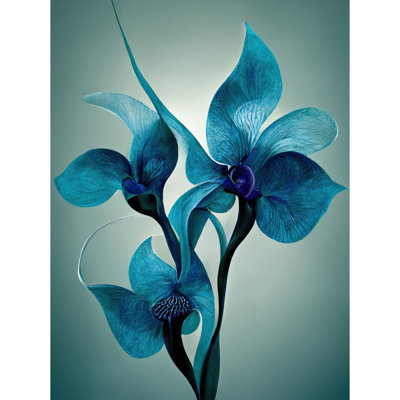 Elegant Teal Blue Orchid Flowers - Print