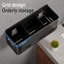 Porte-brosse à dents électrique en aluminium - Porte-brosse à dents mural pour salle de bain (noir, trois fentes)