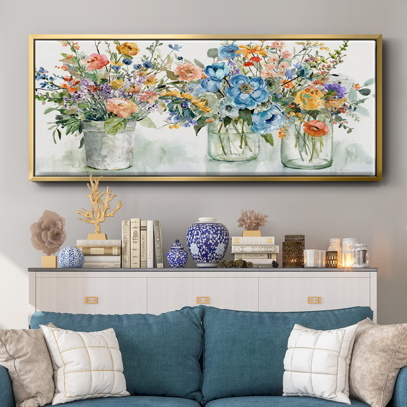 Flower Market Display- Framed Canvas, 24" H x 60" W