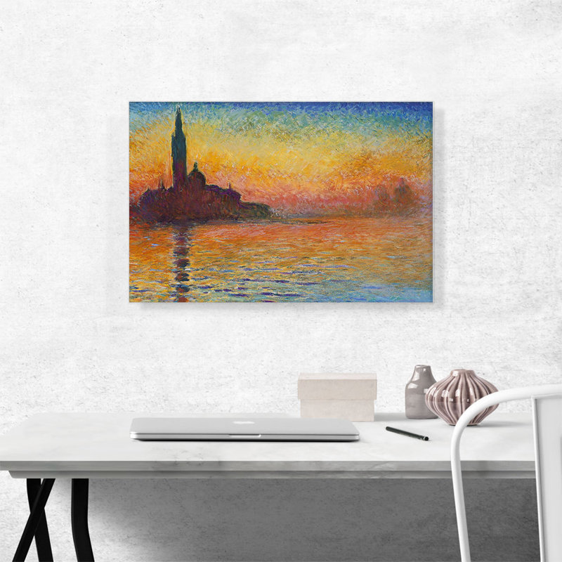 "San Giorgio Maggior at Dusk" par Claude Monet, reproduction d'art sur toile tendue, H 18 po x l 26 po x P 1,5 po