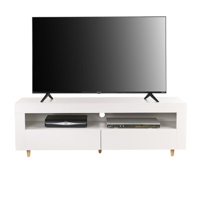 Woolhorpe White TV Stand Cabinet with Lights for TVs up to 65", 140cm