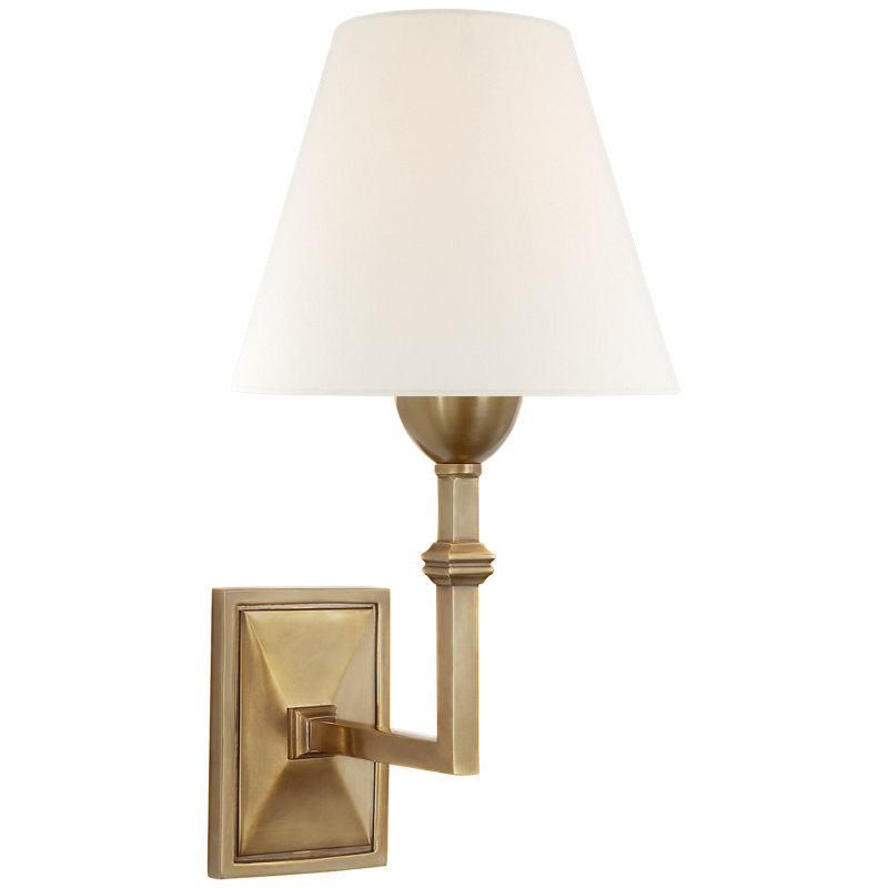 Alexa Hampton Jane Wall Sconce, Hand-Rubbed Antique Brass, Fabric